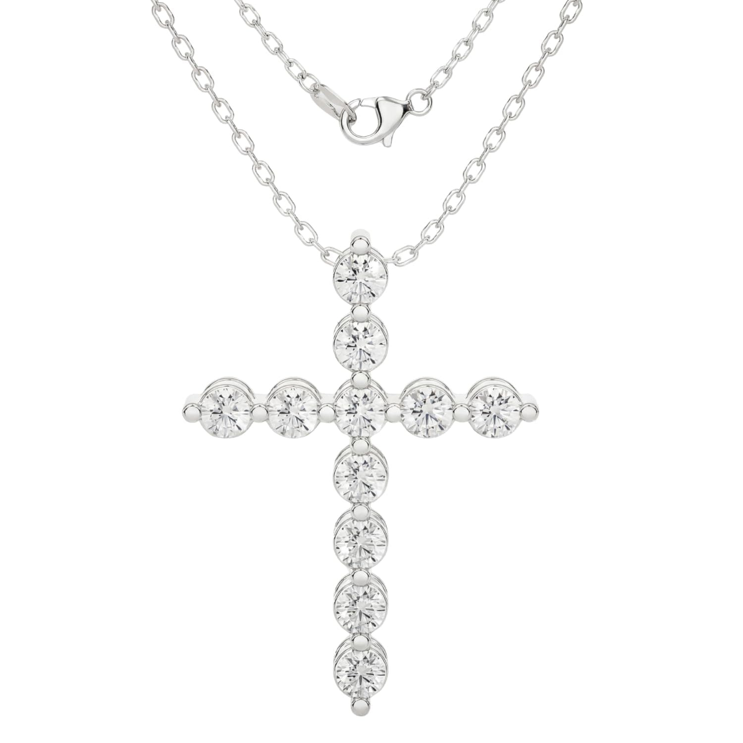 Lab-Grown Diamond Cross Necklace — 0.50–3 ct